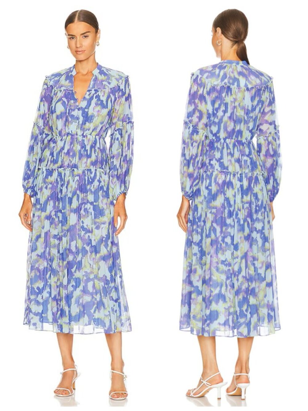 Diane Von Furstenberg DVF LINK Dress LARGE/XL, midi/maxi, pleated, clouds orchid